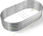 Land Guard Galvanized Metal Raised Garden Bed Kit, Oval Gardening Box, Patio - Image 2