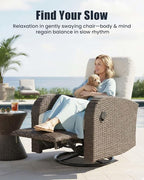 Outdoor Swivel Recliner Chair Set of 2, All-Weather Wicker Reclining Patio Chair - Image 3