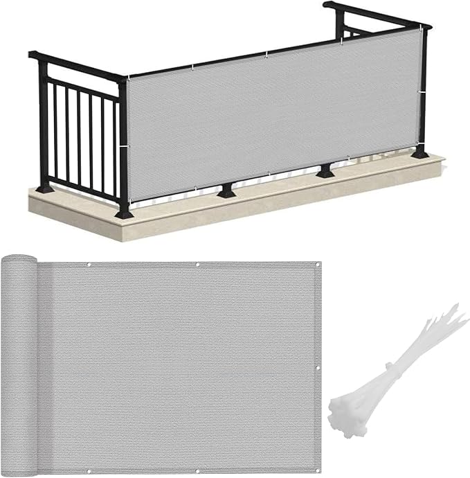 LOVE STORY 3'x16' Gray Balcony Screen Privacy Fence Cover UV Protection by LOVESTORY