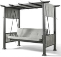 Pamapic 2-in-1 Convertible Porch Swing Bed, 3-Seat Elegant Patio Swing by Pamapic