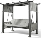 Pamapic 2-in-1 Convertible Porch Swing Bed, 3-Seat Elegant Patio Swing by Pamapic