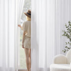 Non-See-Through Privacy White Sheer Curtains 96 inches Long 2 Panels - Image 2