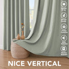 H.VERSAILTEX Bedroom Curtains Blackout, Sage Green Linen Blackout Curtains 84 - Image 7