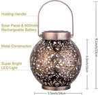 2 Pack Outdoor Solar Hanging Lantern Lights Metal LED Decorative Lamp - Image 3