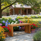 Tangkula Patio Acacia Wood Bench, 36” Outdoor All-Slat Wood Bench - Image 2