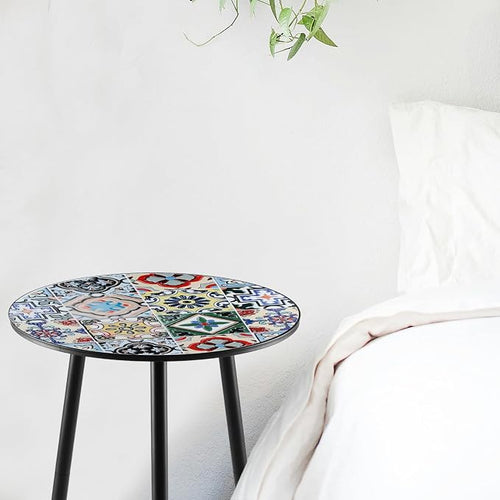1 Pack Metal Outdoor Side Table Small Outside Round End Table - Image 2