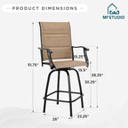 MFSTUDIO Outdoor Bar Stools Set of 4, Swivel Bar Height Patio Chairs Outdoor - Image 7