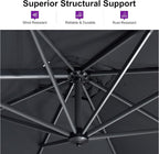PURPLE LEAF 10 Feet Square Cantilever Umbrella Patio Umbrella - Image 3