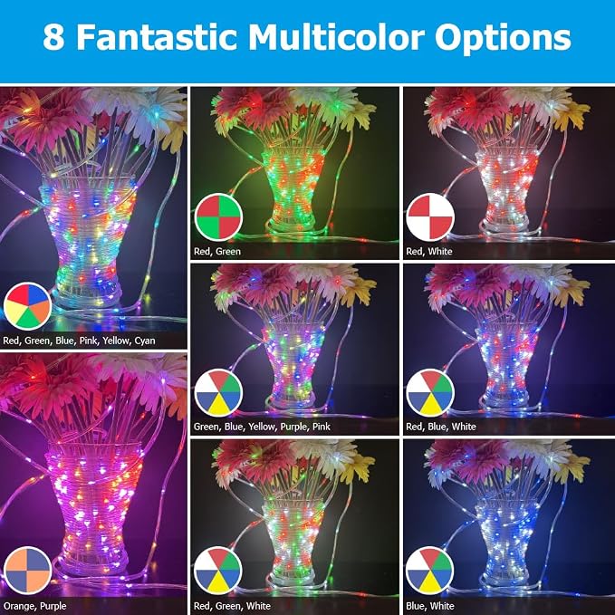 50ft Outdoor Rope Light, IP68 Waterproof 25 Color Changing String Lights - Image 3