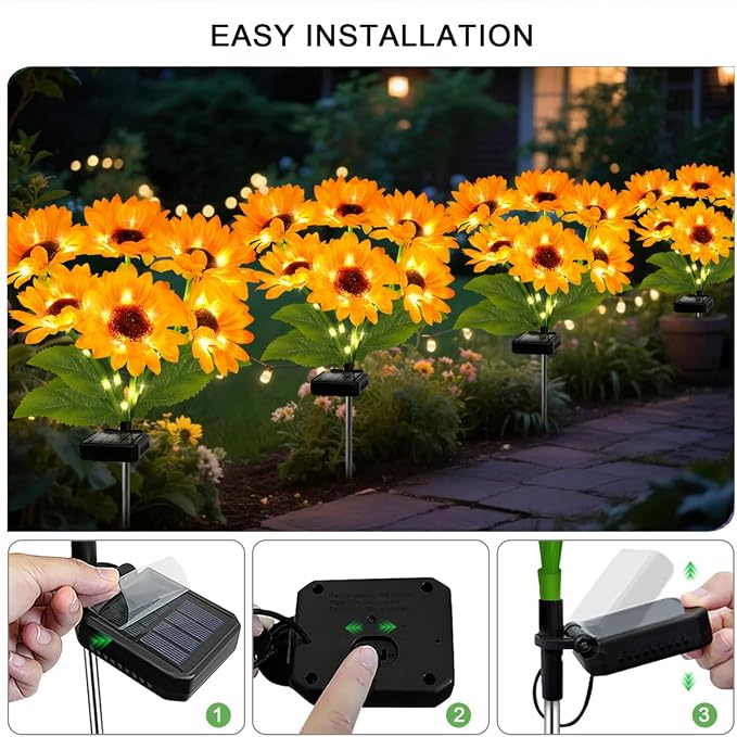Solar Sunflower Lights 2 Pack - Image 3