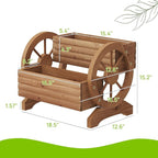 Wooden Wagon Planter Outdoor Flower Cart - Image 3