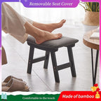 Foot Stool, Bamboo Small Sofa Foot Rest Under Desk, Extra Seating - Image 3