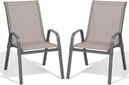 Patio Chairs Set of 2, Easily Set Up Stackable Outdoor Dining Chairs by Dovov