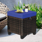 Tangkula 2 Pieces Outdoor Patio Ottoman, All Weather Rattan Wicker Ottoman Seat - Image 4