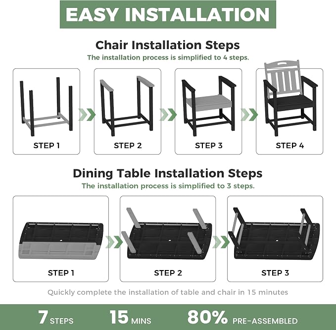 HDPE Outdoor Patio Dining Set - Image 9
