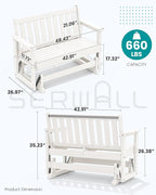 SERWALL 2 Person Patio Glider Rocking Chair, HDPE Material Weather-Resistant - Image 2