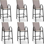 HOMREST Outdoor Bar Height Stools Set of 6, High Back Patio Chairs by HOMREST