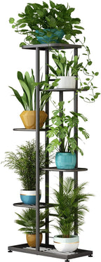 LINZINAR Plant Stand Indoor Outdoor Metal 6 Tier 7 Potted Multiple Flower Pot by LINZINAR