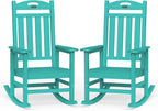 Oversized Outdoor Rocking Chair Set of 2, HDPE All-Weather Patio Rocking Chairs by Suunyn