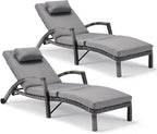 HOMREST Chaise Lounge Chairs Set of 2, PE Rattan Wicker Patio Lounge Chair by HOMREST