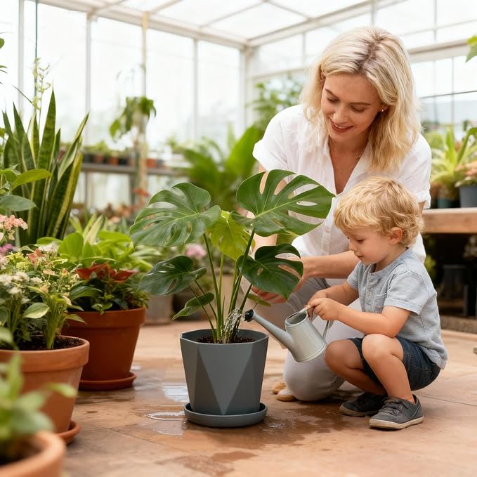 InmeRun Plant Pots Indoor Plastic Flower Pots Outdoor 7 inch Set of 12 Pack - Image 8
