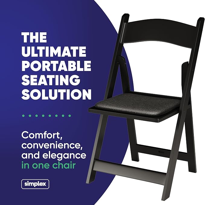 SIMPLEX 12 Black Resin Stackable Folding Chair - Image 3