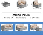 Shintenchi 7 Pieces Outdoor Patio Sectional Sofa Couch - Image 3