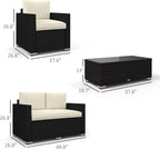 Outsunny 4 Piece Wicker Patio Furniture Set - Image 3