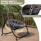 Hammock Hanging Chair with Stand Round-Shaped Swing Chair Indoor with Padded - Image 4