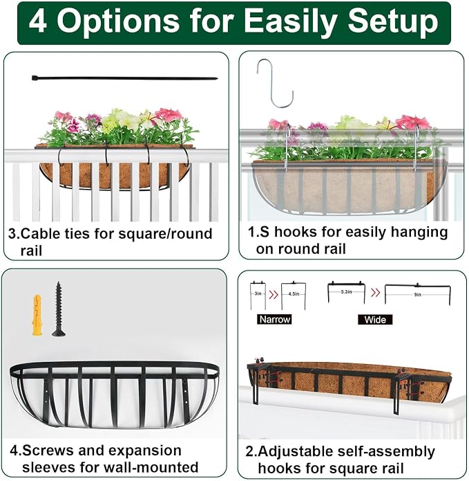 4 Pack 24" Railing Planter Window Box - Image 6