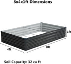 8x4x1 ft Galvanized Raised Garden Bed, Outdoor Planter Box Metal Patio Kit - Image 2