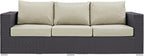 Modway Convene Wicker Rattan Outdoor Patio Sofa in Espresso Beige - Image 6