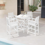 5 Pieces Adirondack Bar Chairs Set, HDPE Patio Bar Height Table and Chairs by SeeHill