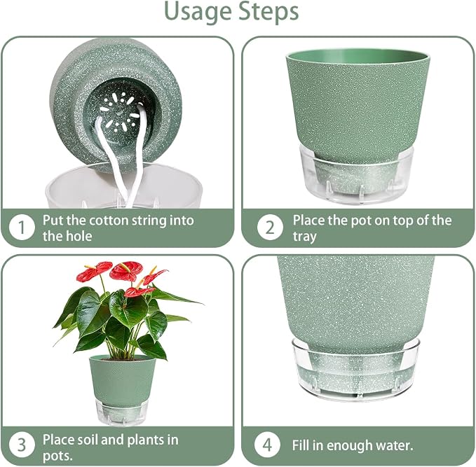 2024 Upgraded 5 Pack 6-Inch Self-Watering Planter Pots - Image 4
