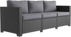 Aoxun 1 Piece 3-Seats Sofa Patio Furniture Set, Wicker Outdoor Furniture by Aoxun