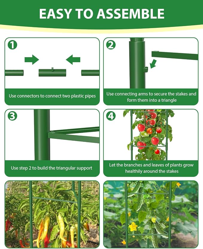 3 Pack Tomato Cages for Garden, 51in*13in Adjustable Tomatoes Plant Stakes - Image 8