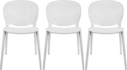 2xhome Set of 3 Patio Dining Chairs | Modern Stackable Outdoor Pool Side Chair by 2xhome