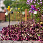 Garden Decor for Outside, Glow in The Dark Bee Lights Metal Yard Art, - Image 6