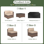 Aoxun 11 Piece Patio Furniture Set Wicker Rattan Patio Conversation Set Outdoor - Image 6