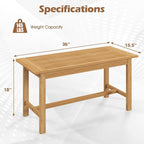 Tangkula 36” Patio Coffee Table, Solid Wood Coffee Table - Image 3
