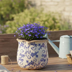 Retro Distressed Ceramic Flower Pots, Antique Crackle Glaze Planters - Image 4