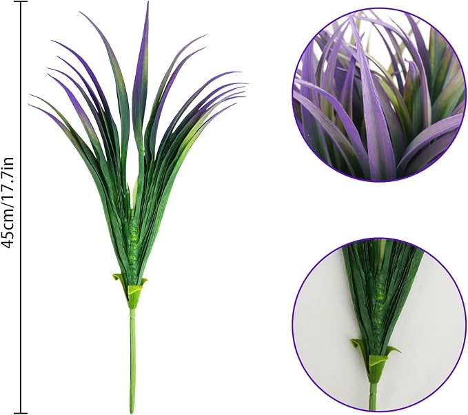 16Pcs Artificial Grass Fake Plants 17.3in Outdoor Plants UV Resistant Faux - Image 5