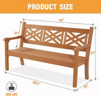 Psilvam 63''W All-Weather Poly Lumber Outdoor Bench – Teak Color, 3-Person - Image 3