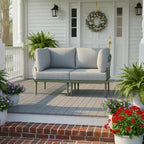 Sundale Outdoor 2 Pieces Metal Patio Furniture Set, Outdoor Sectional Sofa w/6 - Image 8