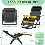 Suteck Oversized Zero Gravity Chair, 29In XL Lounge Chair w/Removable - Image 2