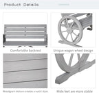Outsunny 41" Wooden Wagon Wheel Bench, Rustic Outdoor Patio Weather Resistance - Image 5