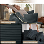 66" Chaise Lounge Chair Indoor, Oversized Boneless Couch Comfy Upholstered - Image 5