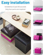 AmasSmile Storage Ottoman Folding Foot Rest Stool, Leather Footstool Bench - Image 5
