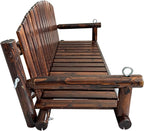 5FT Rustic Log Wooden Porch Swing, Heavy-Duty 900 LBS, Outdoor Hanging Bench - Image 7