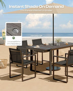 Outdoor Dining Set, HDPS + Aluminum Patio Table and Chairs Set - Image 2